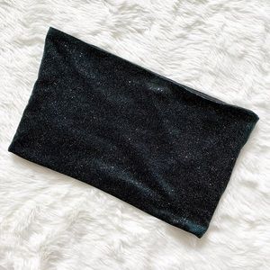 NWOT Topshop dark green sparkle velvet tube top bandeau, size 10 concert outfit